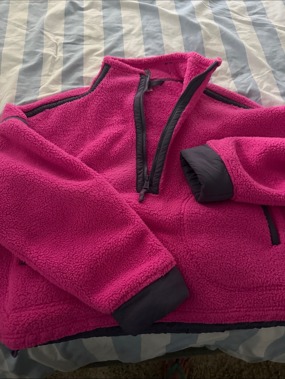 Free People Fuchsia Sherpa Half-Zip Pullover